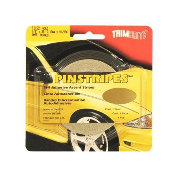 Trimbrite TRIMBRITE T1122 Pinstripe Tape; Gold; 0.12 In. X 36 Ft. T18-T1122